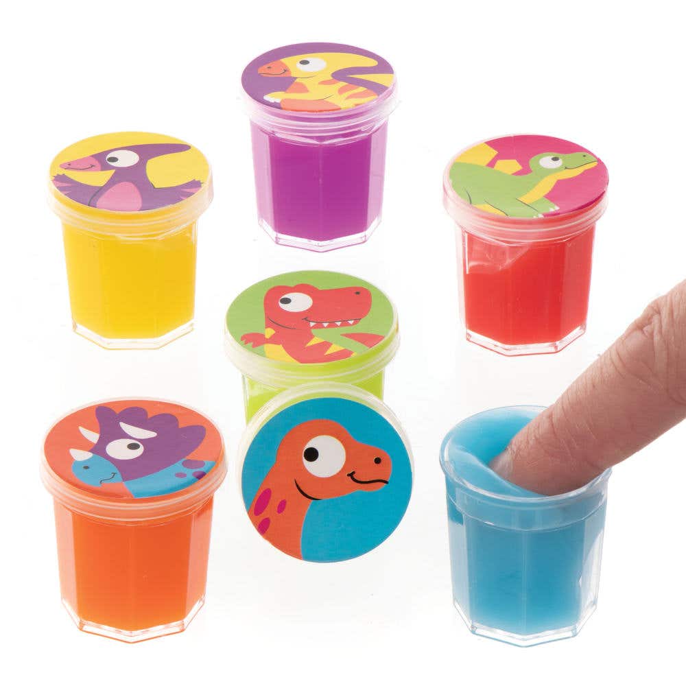 Dinosaur Noise Putty (Pack of 12) Soft & Sensory Toys 6 assorted colours - Blue, Yellow, Green, Red, Orange & Purple