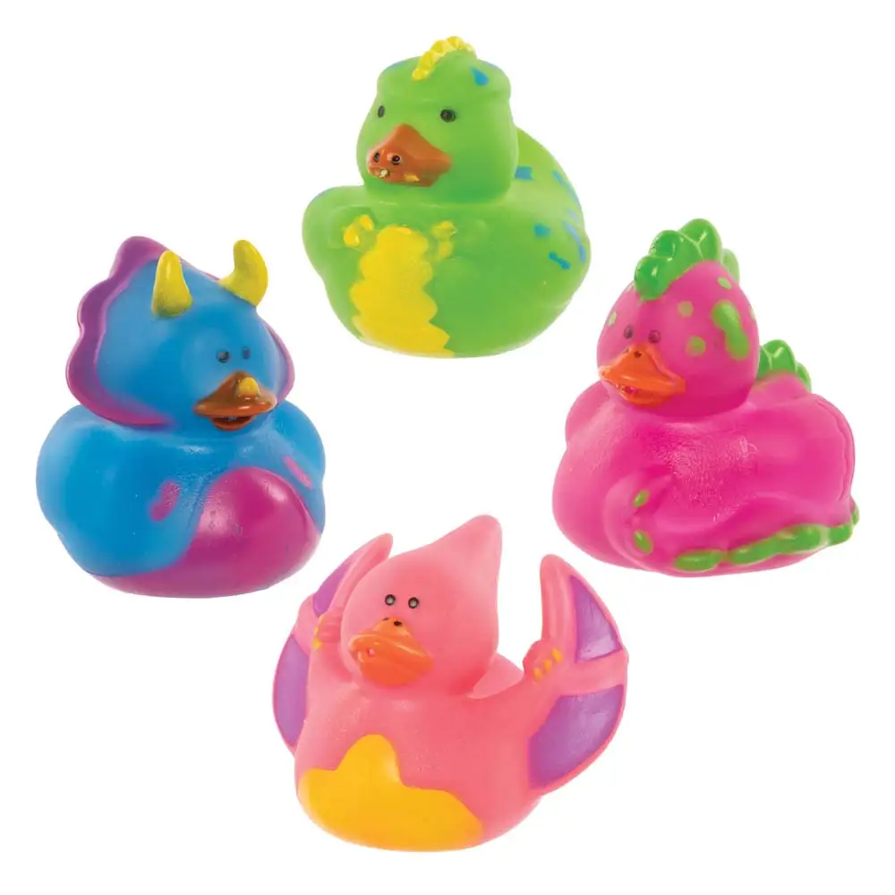 Dinosaur Rubber Ducks (Pack of 8) Soft & Sensory Toys 4 assorted colours - Blue, Pink, Purple & Green