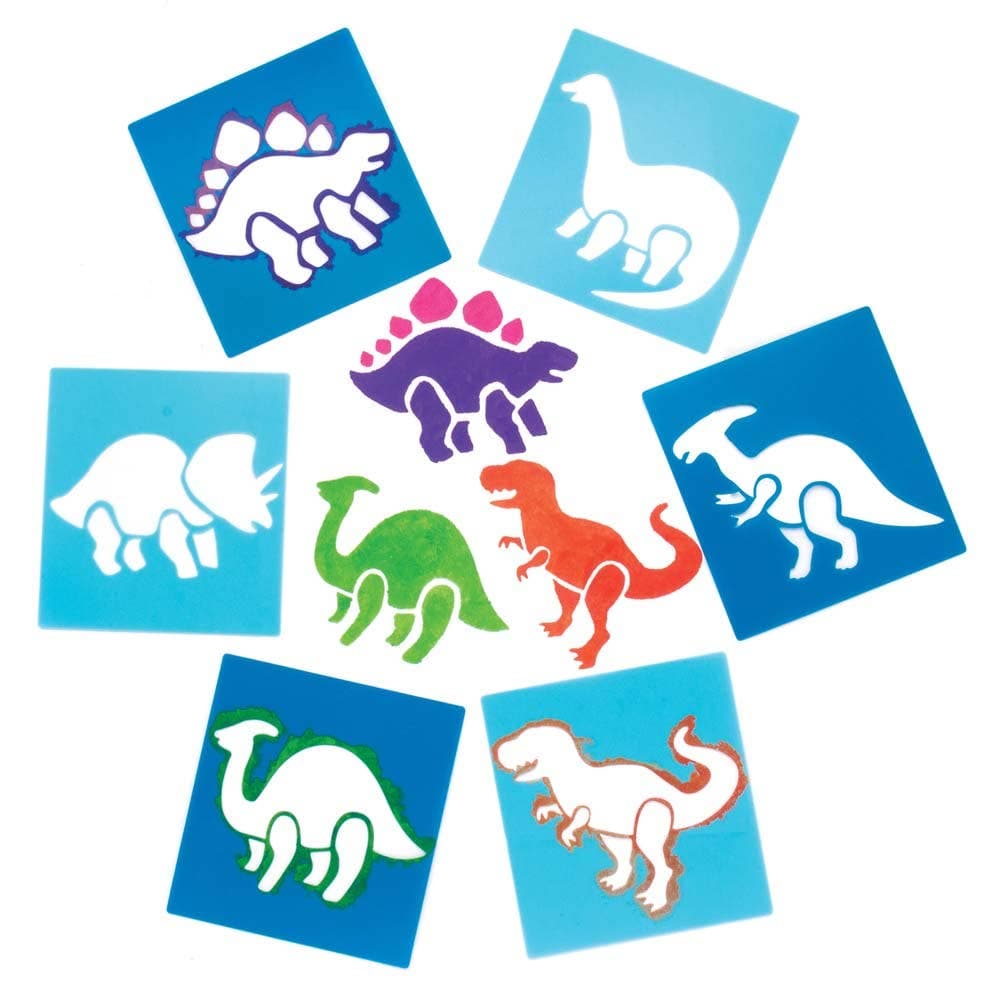 Dinosaur Stencils (Pack of 6) Art Supplies, Art Materials Stencil colour - Blue