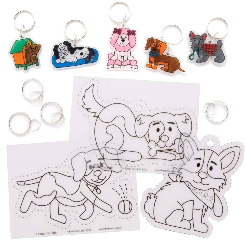 Dog Super Shrink Keyrings (Pack of 8) Pocket Money Toys