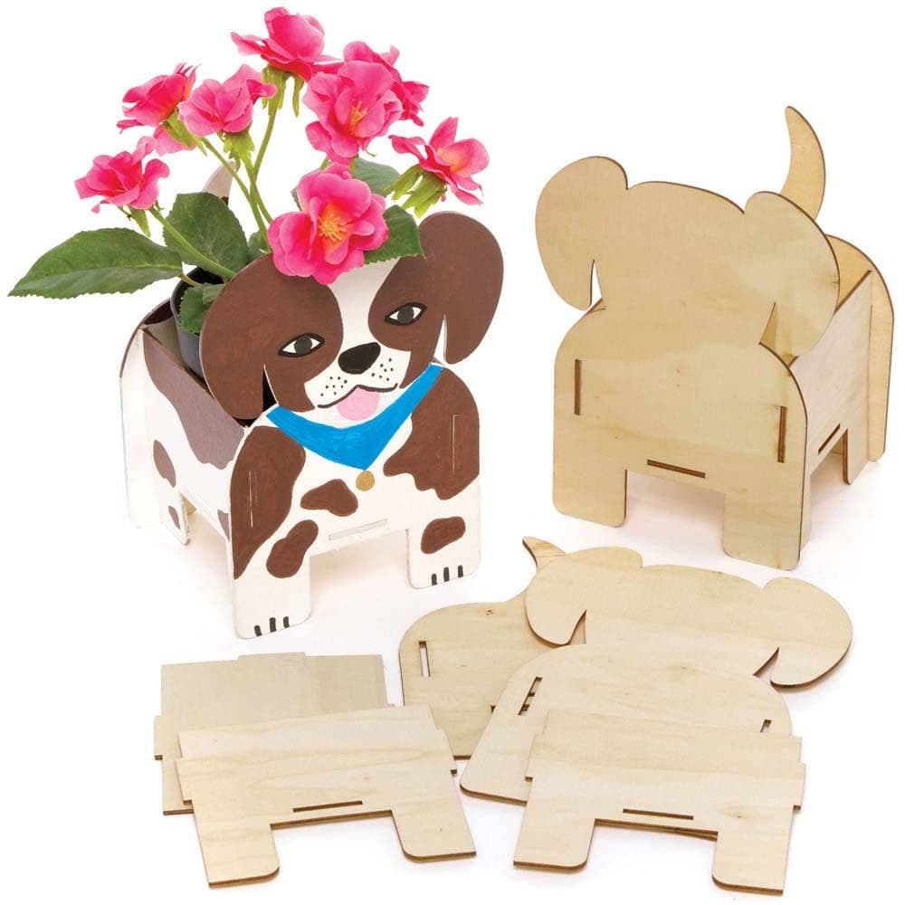 Dog Wooden Flowerpot Kits (Pack of 3) Nature Craft Kits