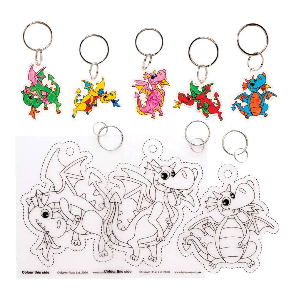 Dragon Super Shrink Keyrings (Pack of 8) Pocket Money Toys