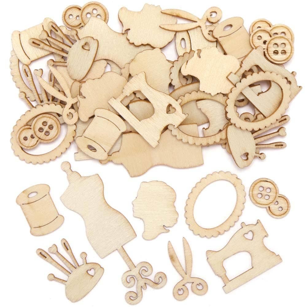 Dressmaker Mini Wooden Shapes (Pack of 64) Craft Blanks & Bases