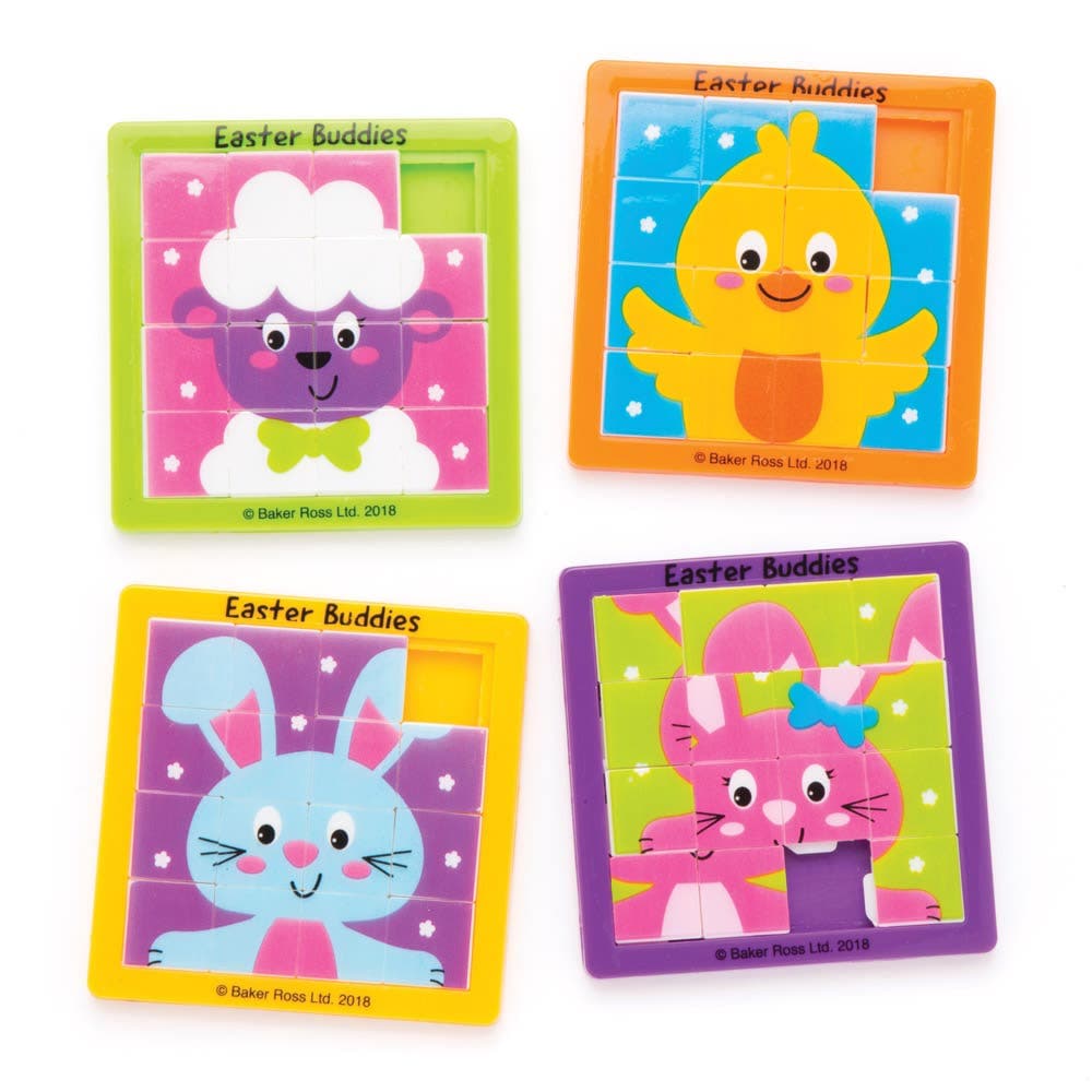 Easter Characters Sliding Puzzle Toys (Pack of 4), Easter Toys, Easter Gifts For Kids, 4 Assorted Colours