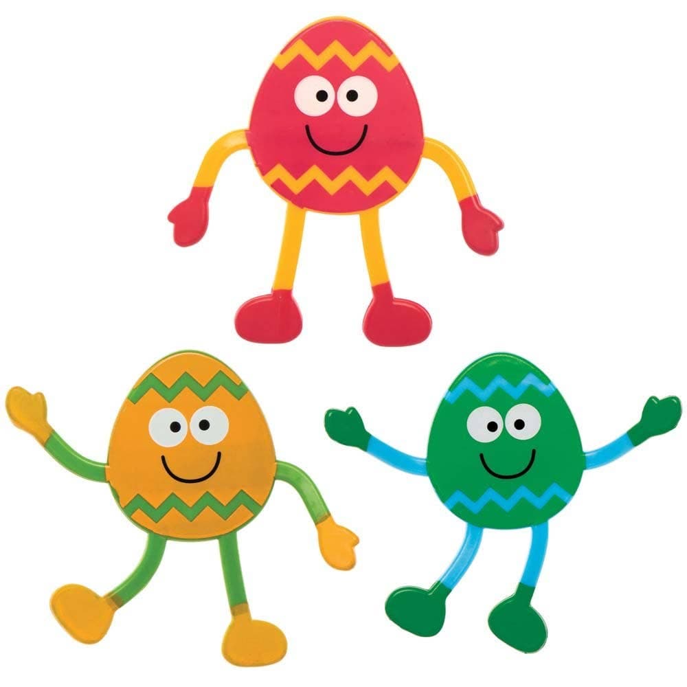 Easter Egg Bendies (Pack of 4) Easter Toys, Gifts For Children, 4 Assorted Colours, Non-Chocolate Gifts