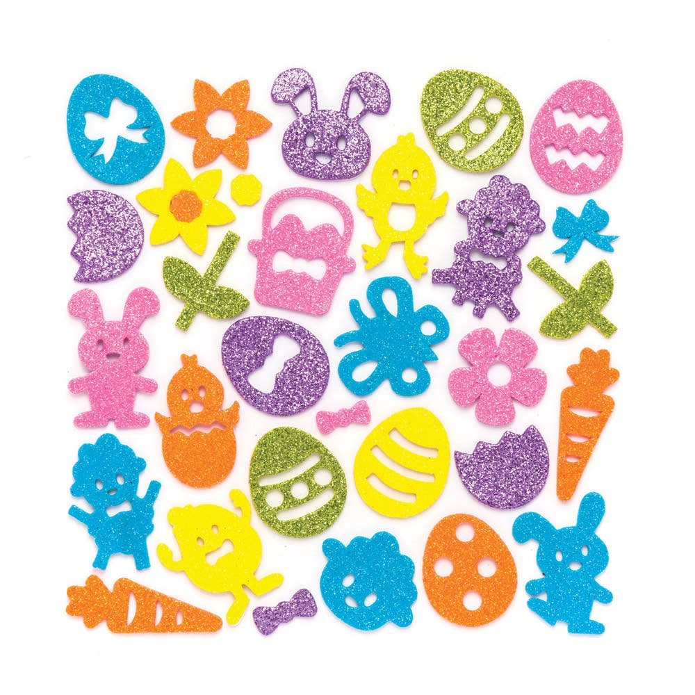 Easter Glitter Foam Stickers (Pack of 100) Easter Craft Supplies