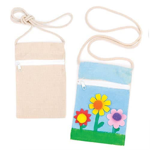 Fabric Shoulder Purses (Pack of 5) Art Supplies, Size 18cm x 12cm, Decorate & Personalise