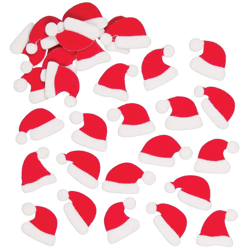 Santa Hat Felt Stickers (Pack of 100) Christmas Craft Supplies, Approx 3cm