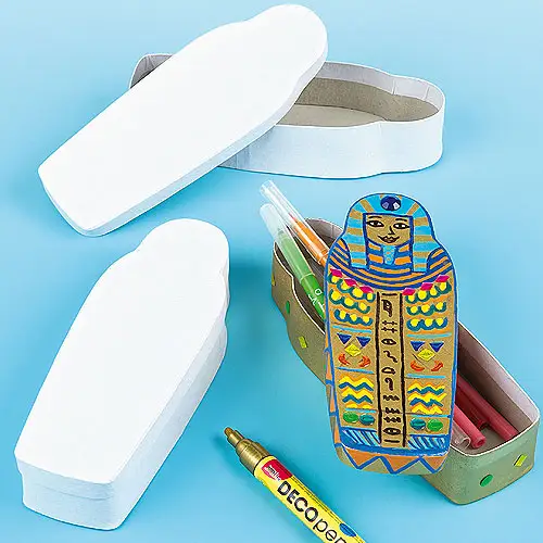 Egyptian Sarcophagus Pencil Boxes (Pack of 3) Decoration Craft Kits