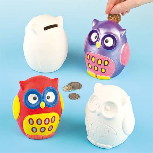 Owl Ceramic Coin Banks (Box of 2) Decoration Craft Kits