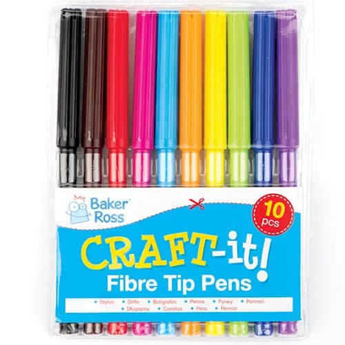 Fab Fibre Tip Pens (Per 3 packs) Art Supplies, Art Materials 10 colours per pack