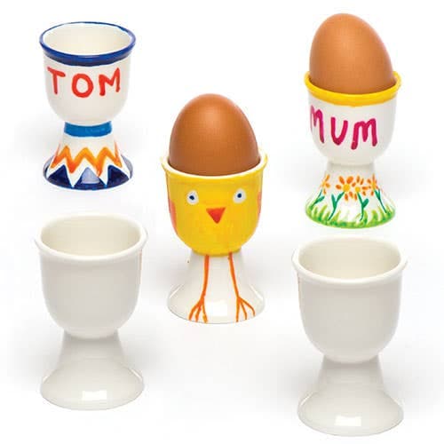 Porcelain Egg Cups (Box of 4) Decoration Craft Kits, Design Your Own, Height 70mm