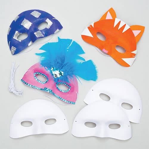 Flocked Eye Mask Blanks (Pack of 8) Elastic Cord Included, Decorate & Personalise, Craft Kits For Kids