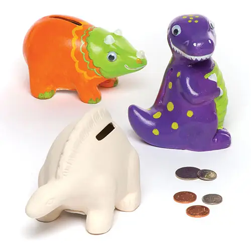 Dinosaur Ceramic Money Boxes (Box of 3) Decoration Craft Kits