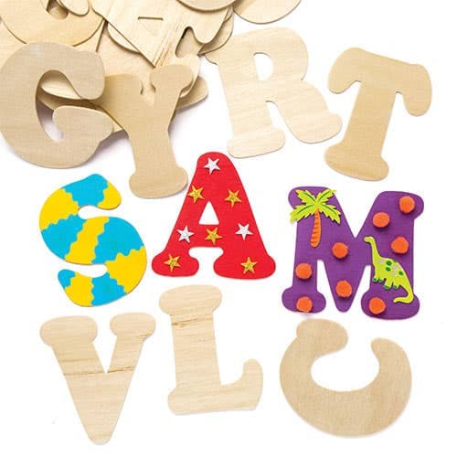 Large Upper Case Wooden Letters (Pack of 52) Craft Embellishments