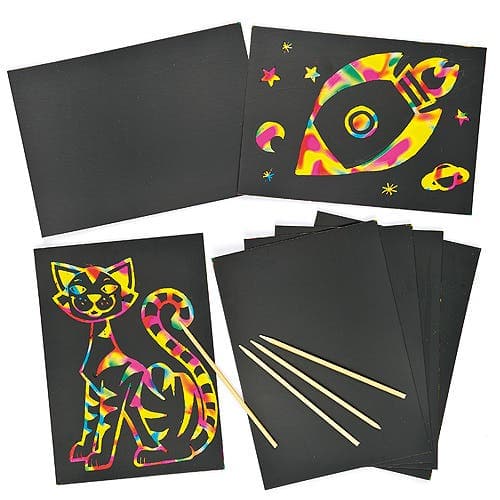 Scratch Art Doodle Sheets (Pack of 8) Art Craft Kits, Size 21cm x 15cm