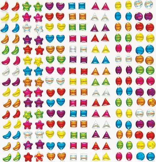 Crystal Stick-on Stones (Pack of 280) Craft Embellishments 8 assorted colours - White, Yellow, Orange, Red, Pink, Purple, Blue and Green