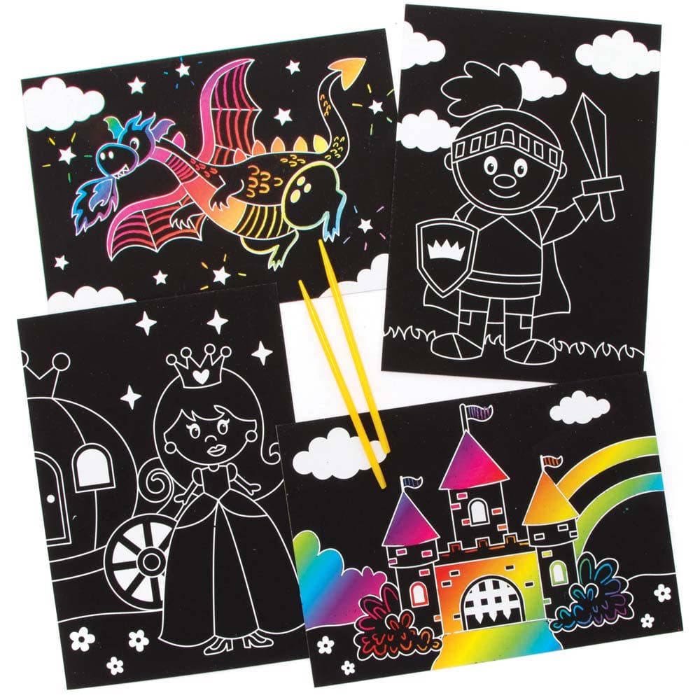 Fairy Tale Scratch Art Pictures (Pack of 8) Great For Kids, Range Of Designs, Tools Included