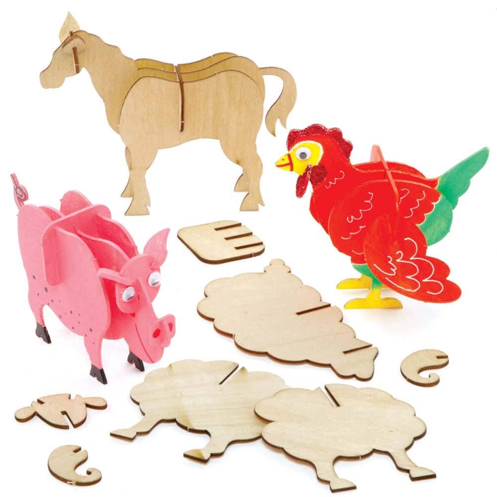 Farm Animal 3D Woodcraft Kits (Pack of 5) Art Craft Kits