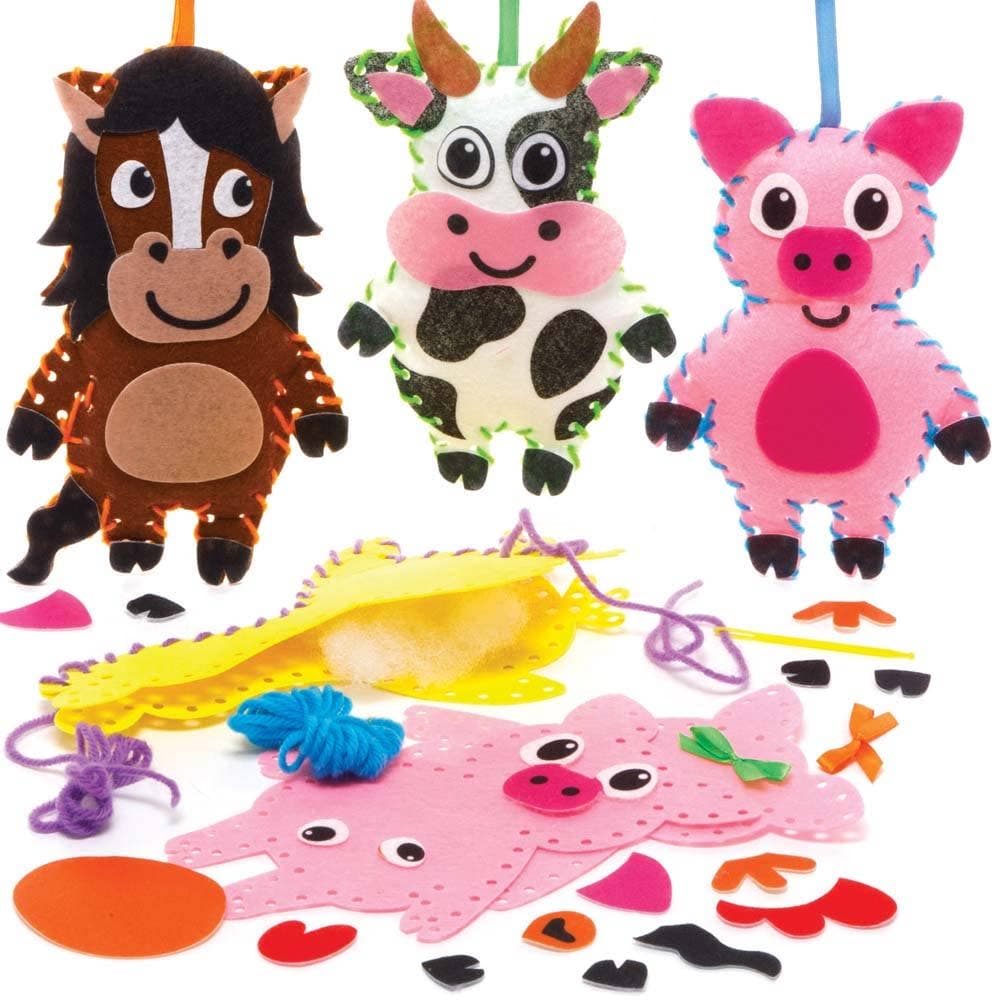Farm Animal Sewing Kits (Pack of 4) Sewing & Weaving Craft Kits