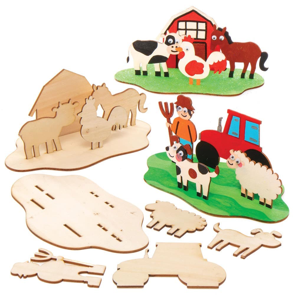 Farm Wooden 3D Scene Kits (Pack of 4) Art Craft Kits