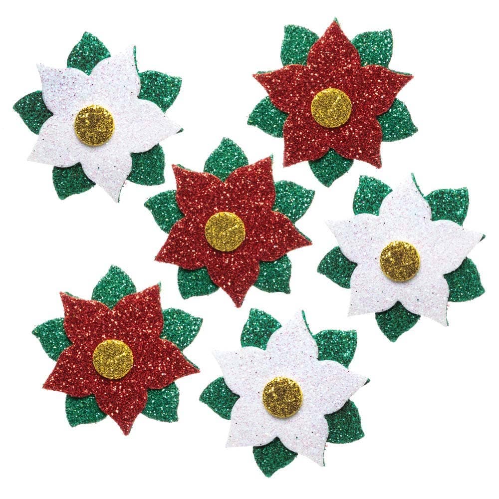 Poinsettia Glitter Foam Stickers (Pack of 100) Stickers