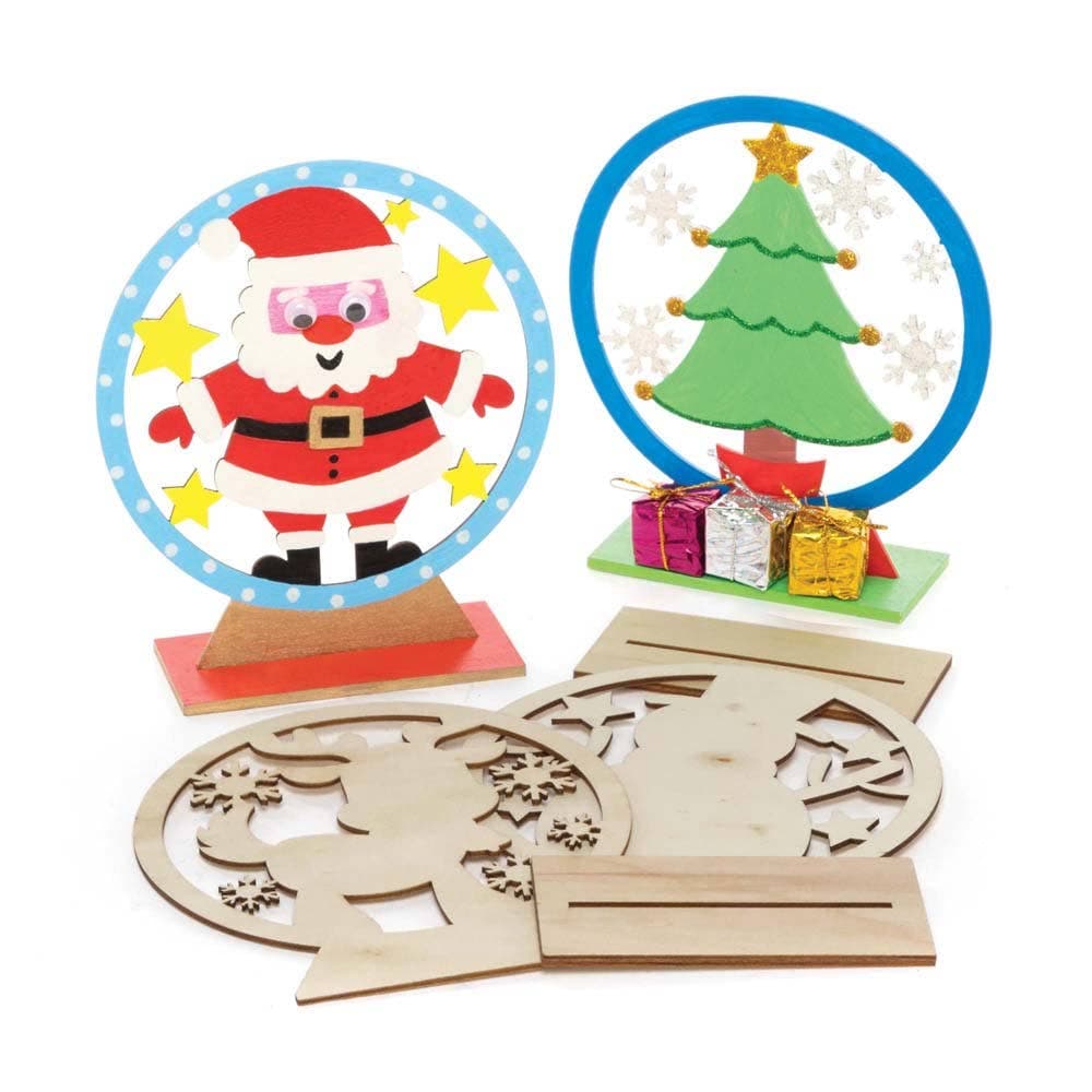 Christmas Wooden Snow Globe Decorations (Pack of 5) Christmas Crafts