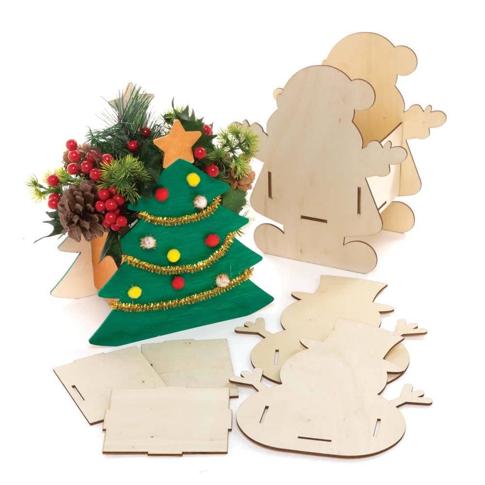 Christmas Wooden Flowerpot Kits (Pack of 3) Christmas Crafts