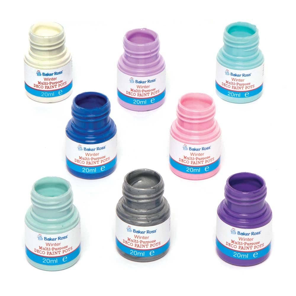 Winter Colours Porcelain Paint Pots (Pack of 8) 20ml Per Pot, Water-Based & Bright Gloss Finish, Art Supplies