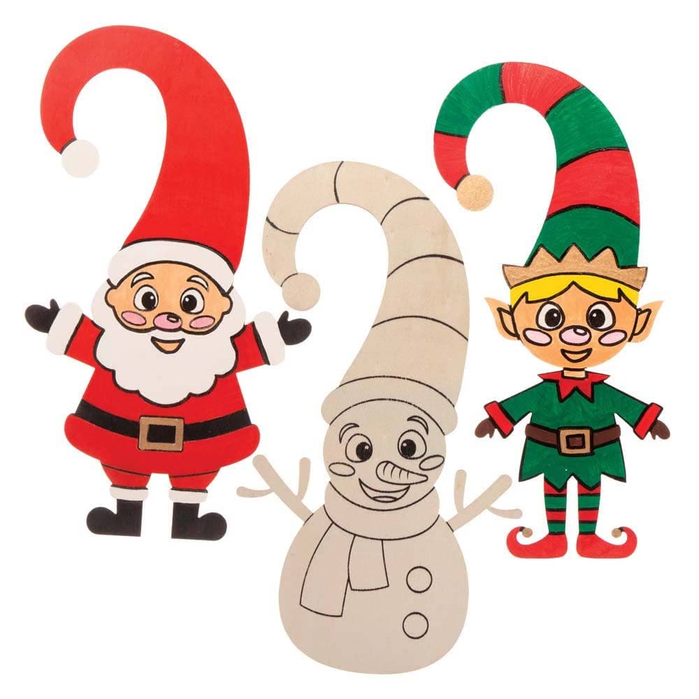 Colour-in Christmas Wooden Door Hangers (Pack of 5) Christmas Crafts