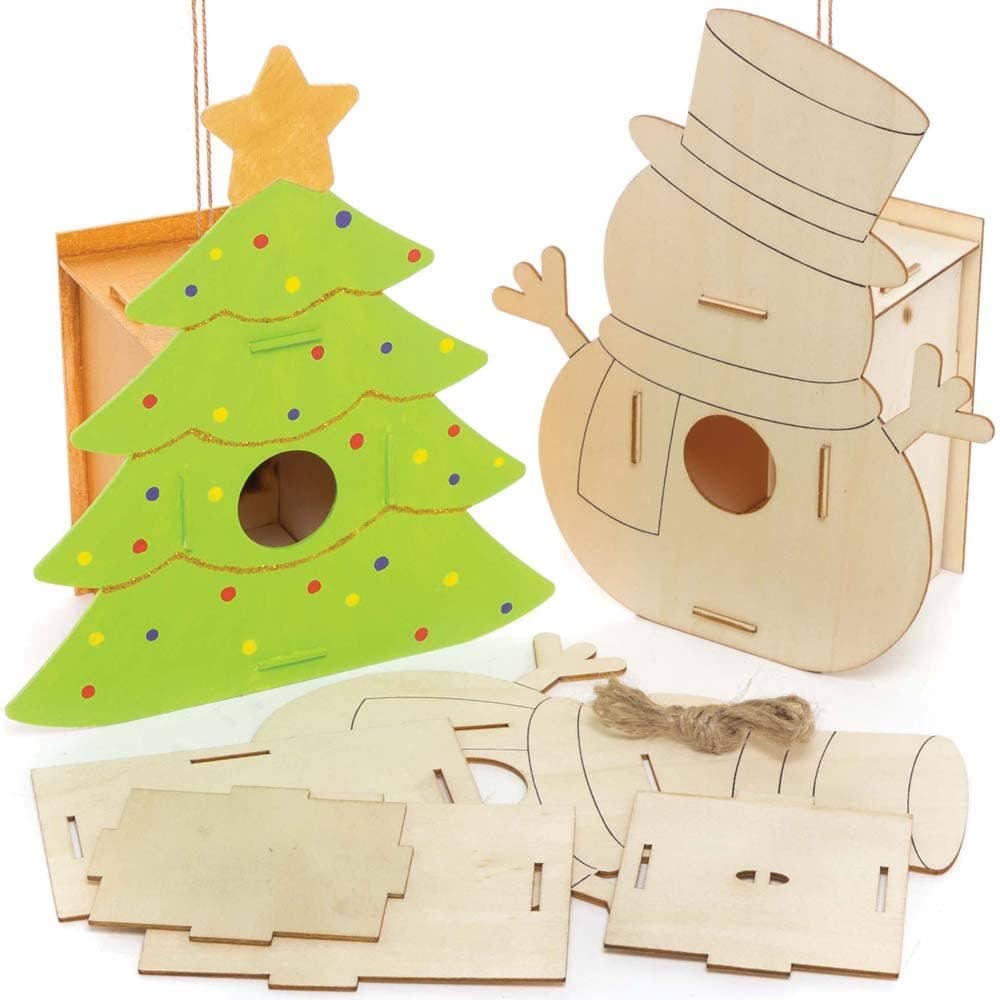 Christmas Wooden Bird House Kits (Pack of 2) Christmas Crafts