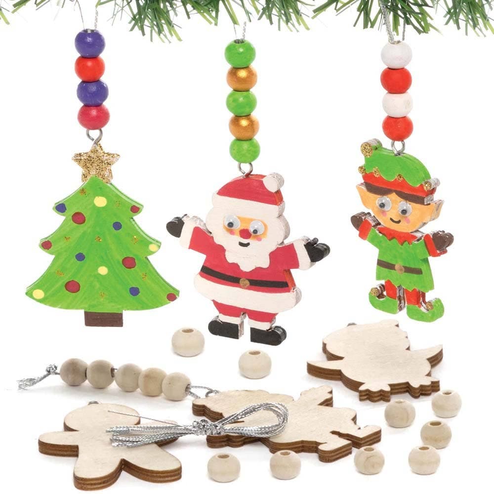 Wooden Christmas Bead Decoration Kits (Pack of 6) Christmas Crafts