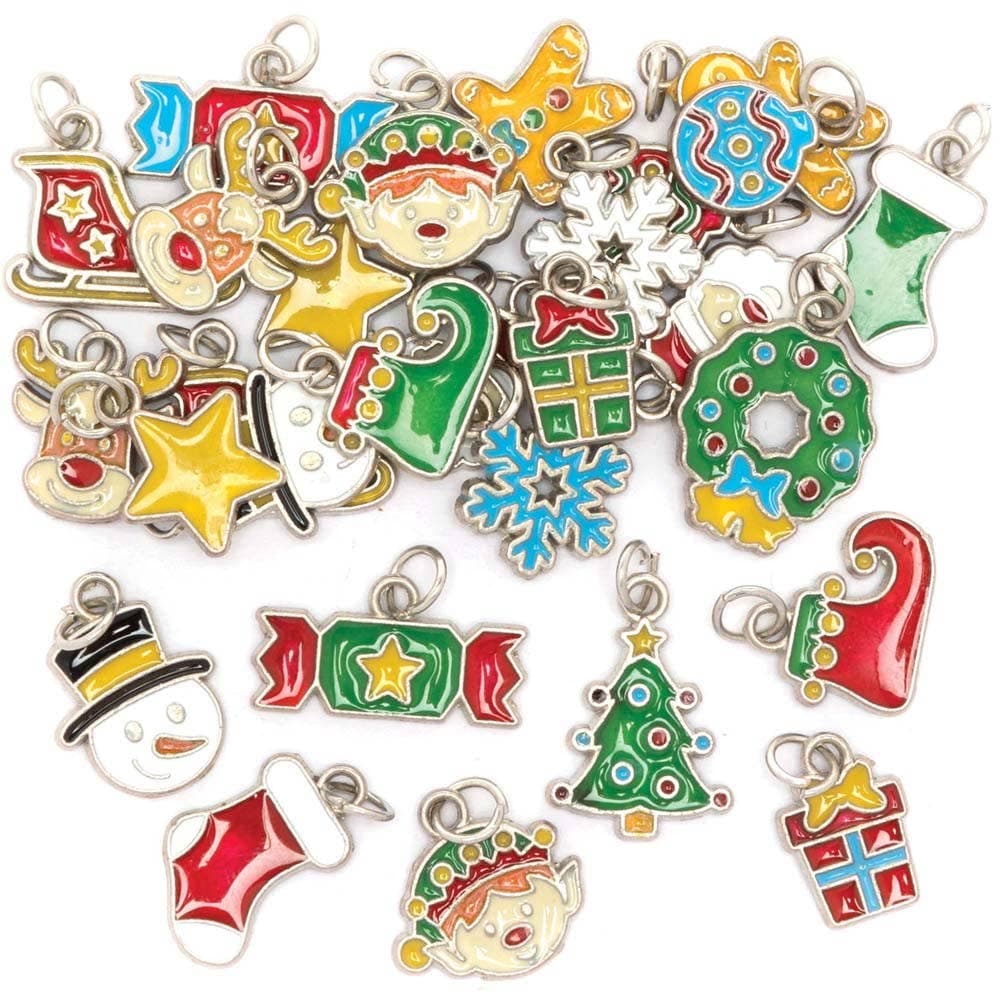 Christmas Charms (Pack of 30) Metal Bracelet/Jewellery Charms, 21 Assorted Designs