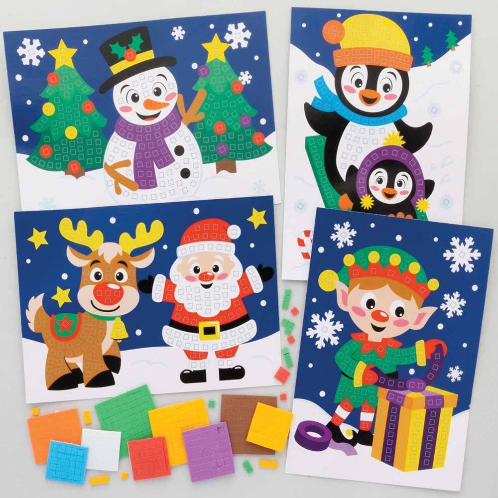 Christmas Foam Mosaic Picture Kits (Pack of 4) Christmas Crafts