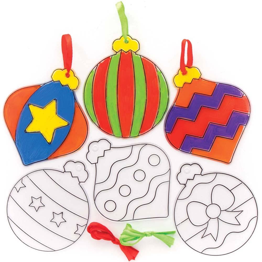 Christmas Bauble Suncatcher Decoration Blanks (Pack of 10) Christmas Crafts 2 ribbon colours - Red & Green