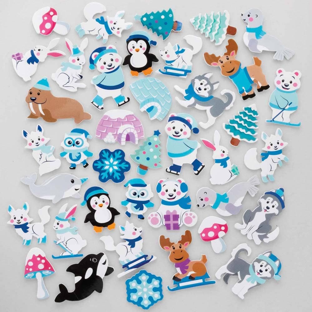 Arctic Pals Foam Stickers (Pack of 200) Christmas Craft Supplies