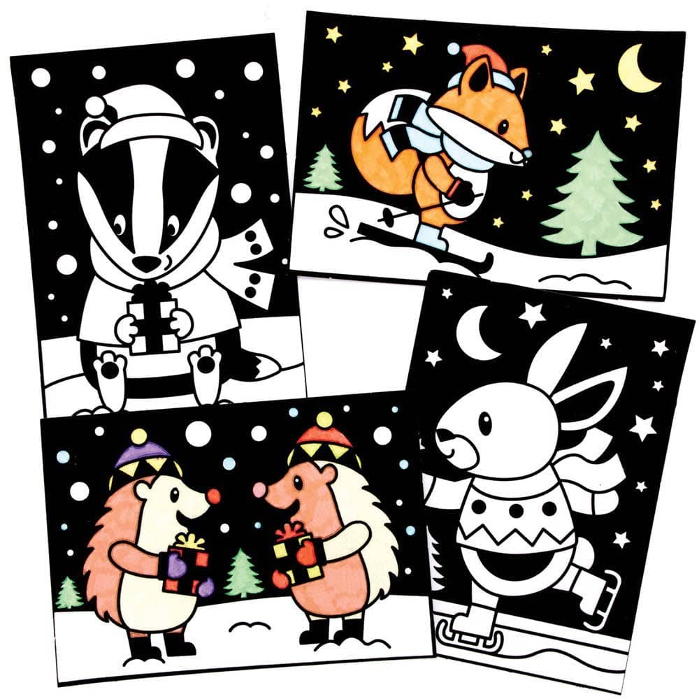 Winter Woodland Colour-in Fuzzy Art Pictures (Pack of 10) Christmas Crafts