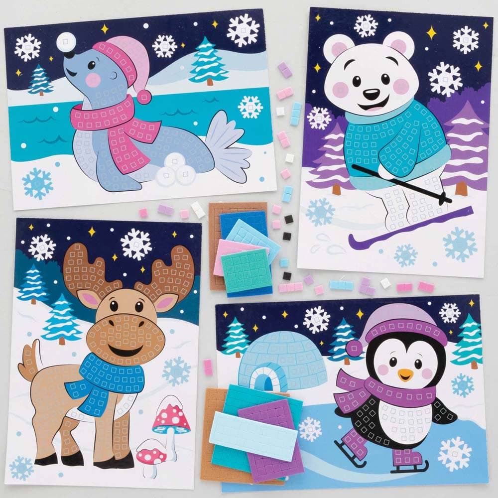 Arctic Pals Mosaic Picture Kits (Pack of 4) Art Craft Kits