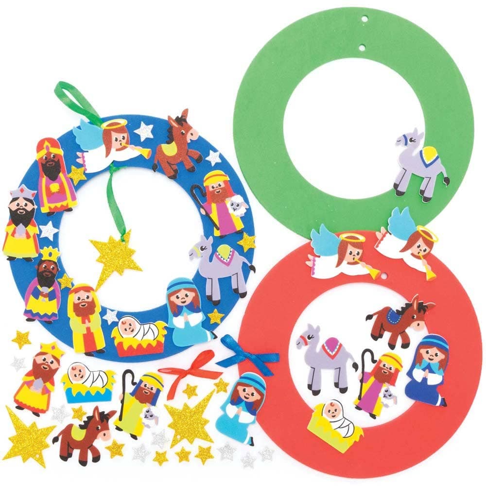 Nativity Wreath Kits (Pack of 3) Christmas Crafts