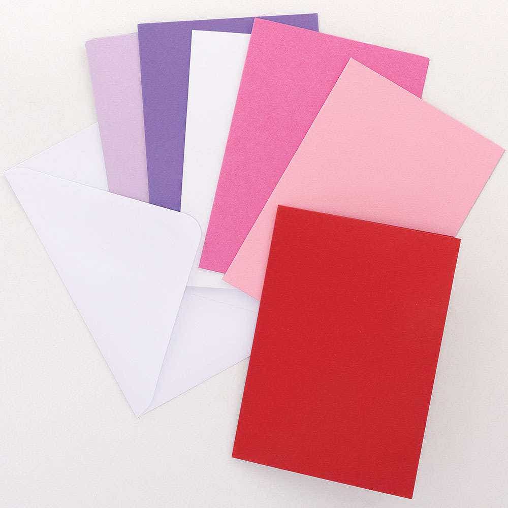 Red, Pinks & Purple Greeting Cards (Pack of 18) Paper & Card Kits, 6 Assorted Colours, Envelopes Included