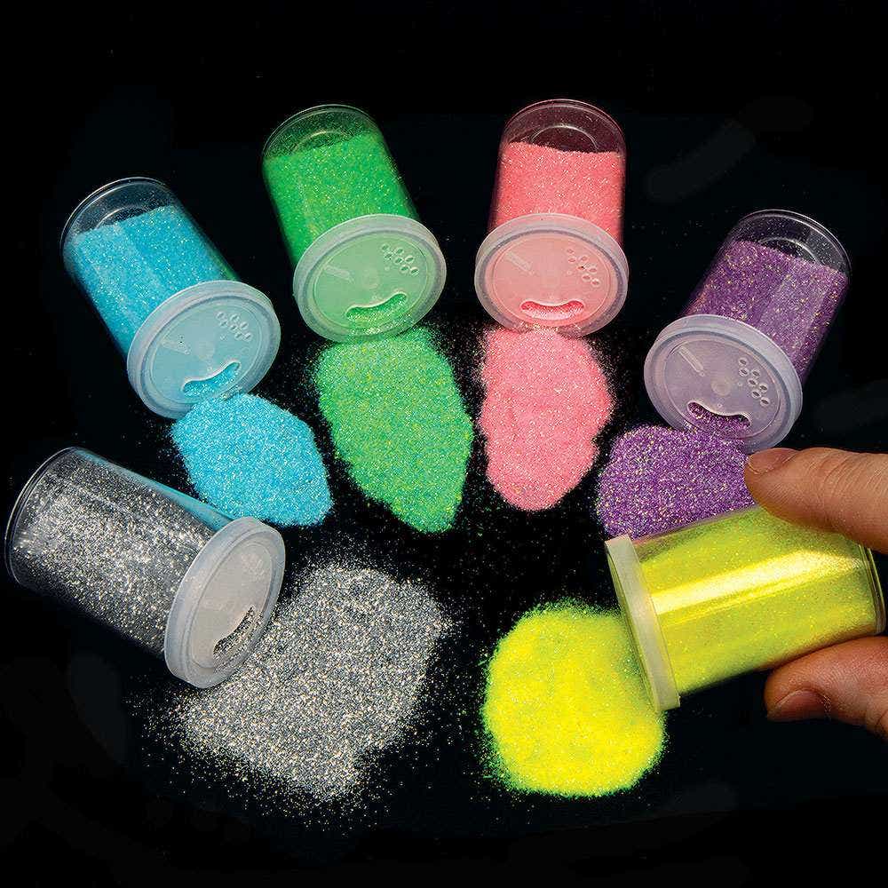 Unicorn Colours Glitter Shakers (Pack of 6) Craft Embellishments 6 assorted colours - Peppermint, Cornflower, Pink, Lavender, Lemon & Silver