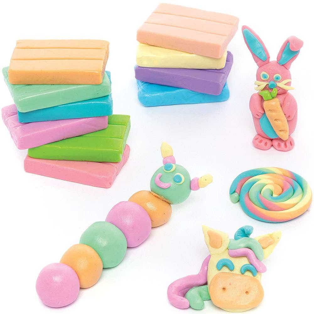 Pastel Polymer Clay (Box of 10) 20g Per Colour, Smooth & Mouldable, Hardens In Oven, 10 Assorted Colours