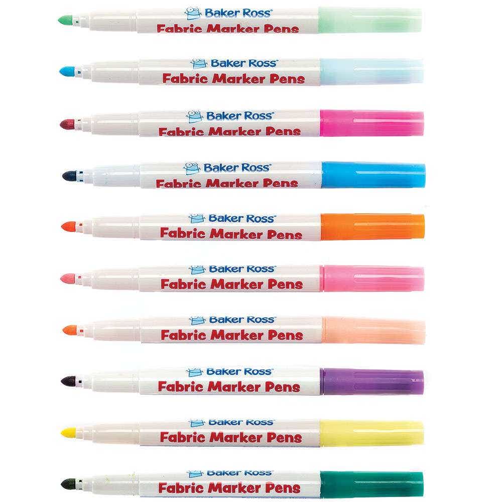 Pastel-Coloured Fabric Pens (Pack of 10) Range Of Colours, Water Resistant