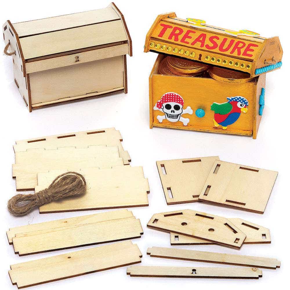 Mini Wooden Chest Kits (Pack of 3) Self-Assemble, Size 10cm x 7cm x 7cm, Decorate & Personalise