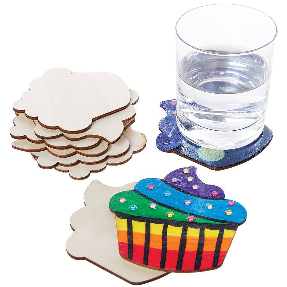 Cupcake Wooden Coasters (Pack of 10) Decoration Craft Kits
