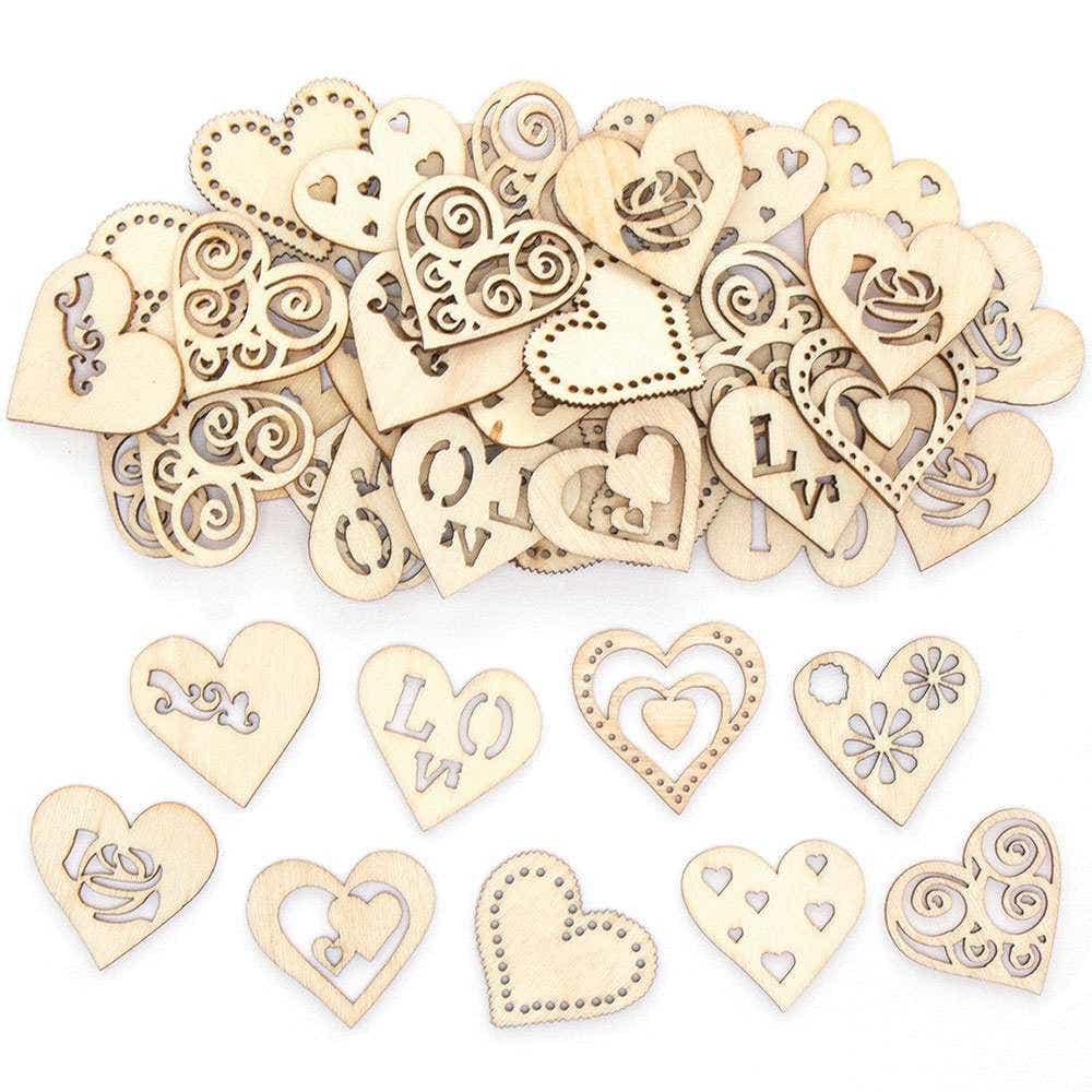 Heart Mini Wooden Shapes Pack of 108 (Pack of 108) Craft Blanks & Bases