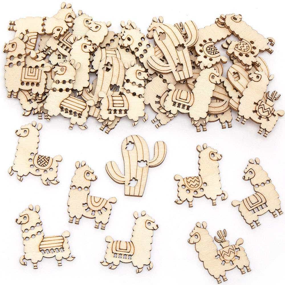 Llama Mini Wooden Shapes (Pack of 100) Craft Blanks & Bases