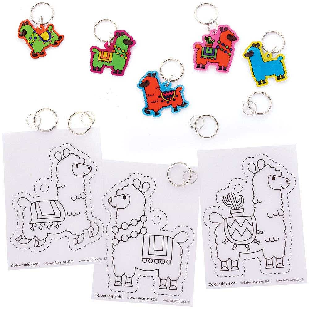 Llama Super Shrink Keyrings (Pack of 10) Small Toys