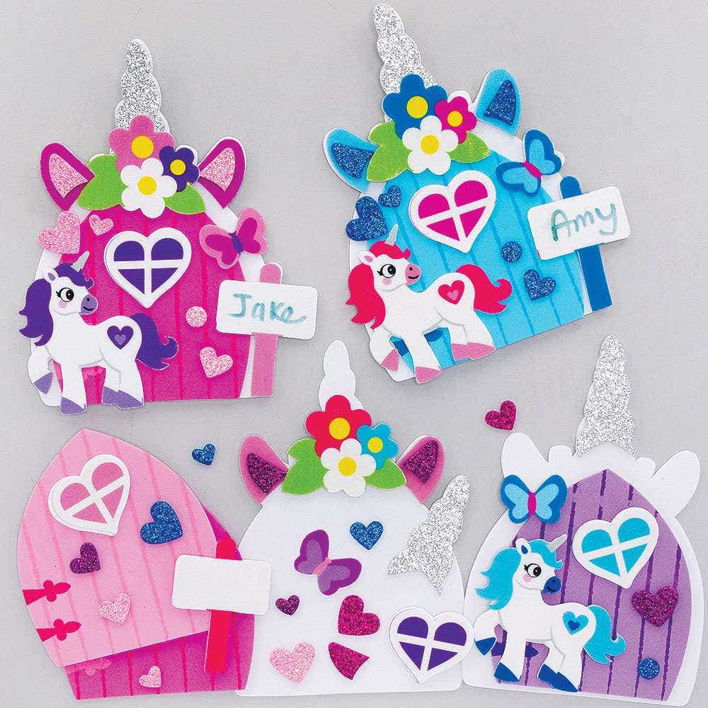 Unicorn Foam Fairy Door Kits (Pack of 4) Decoration Craft Kits