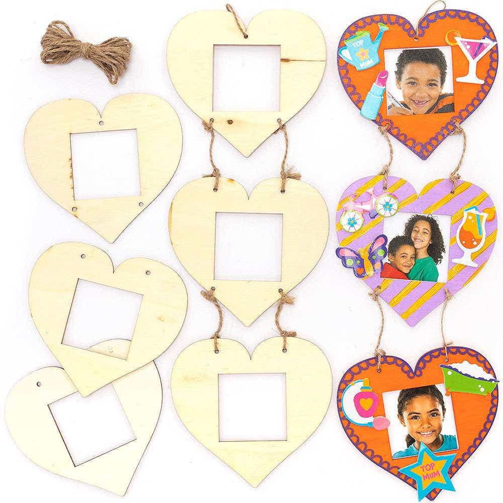 Trio of Hearts Wooden Photo Frames (Pack of 4 sets) Decoration Craft Kits